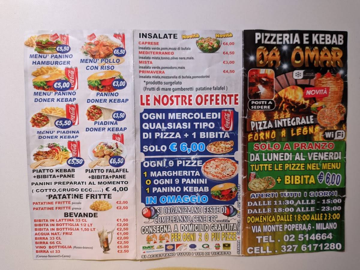 Menu di Pizzeria da Omar 