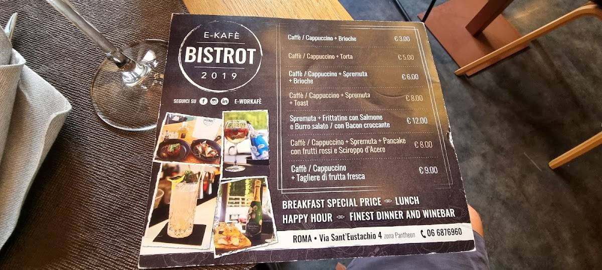 Menu di e-kafé bistrot 