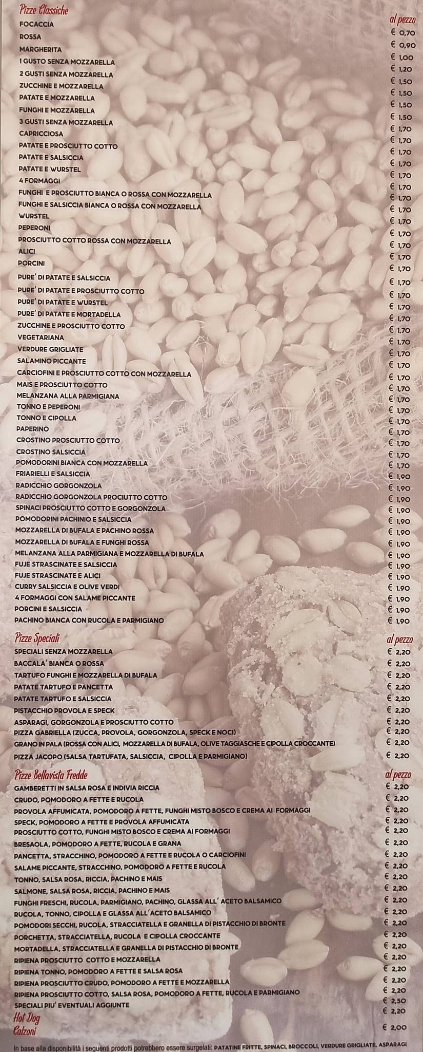 Menu di Pizzeria grano in pala di Pizza & Co. Srl 