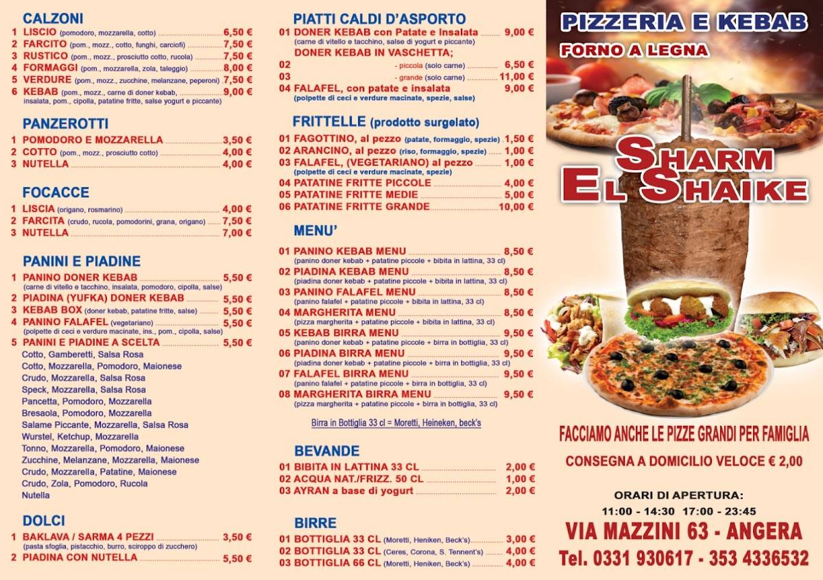 Menu di Pizzeria kebab angera 