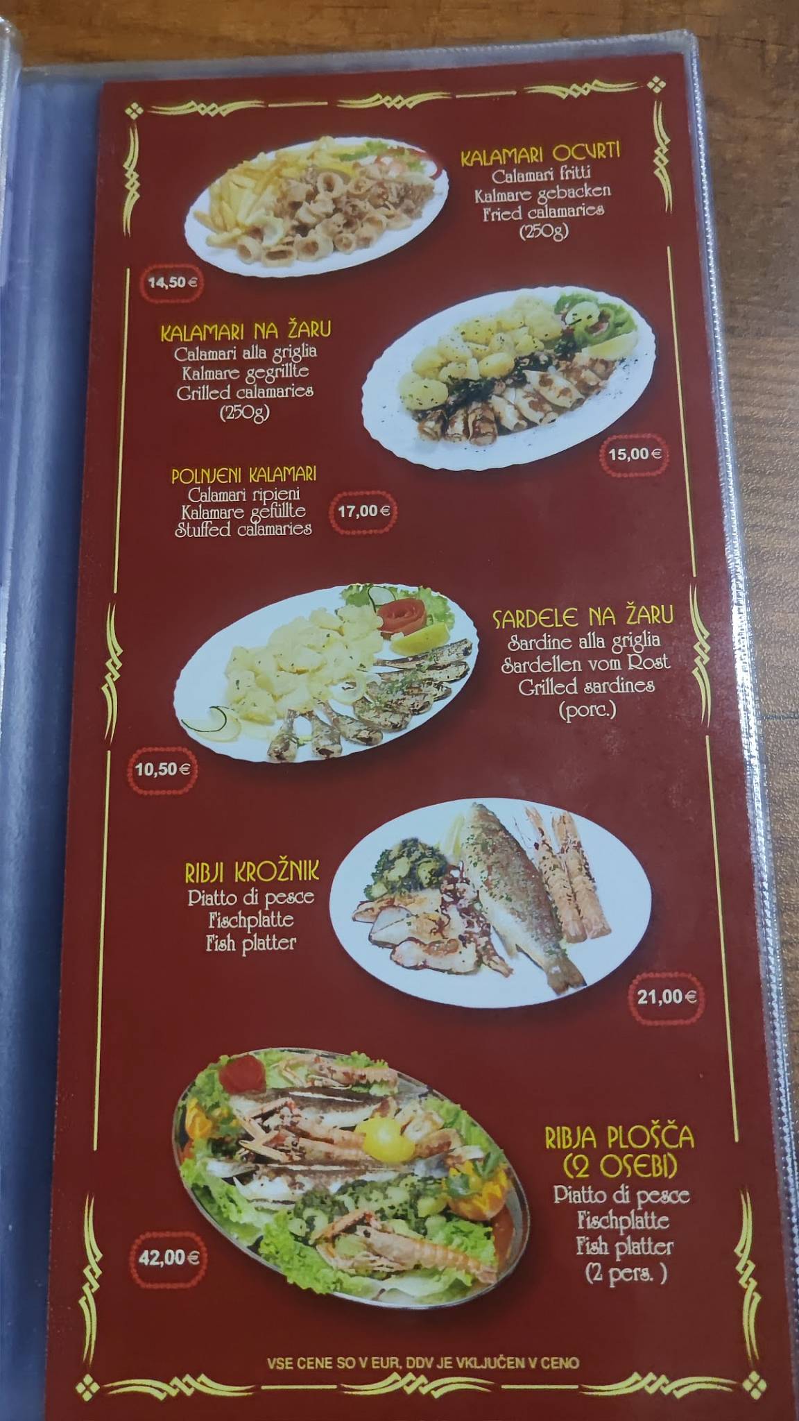 Menu di Pizzeria park Izet Durmišević s.p. 