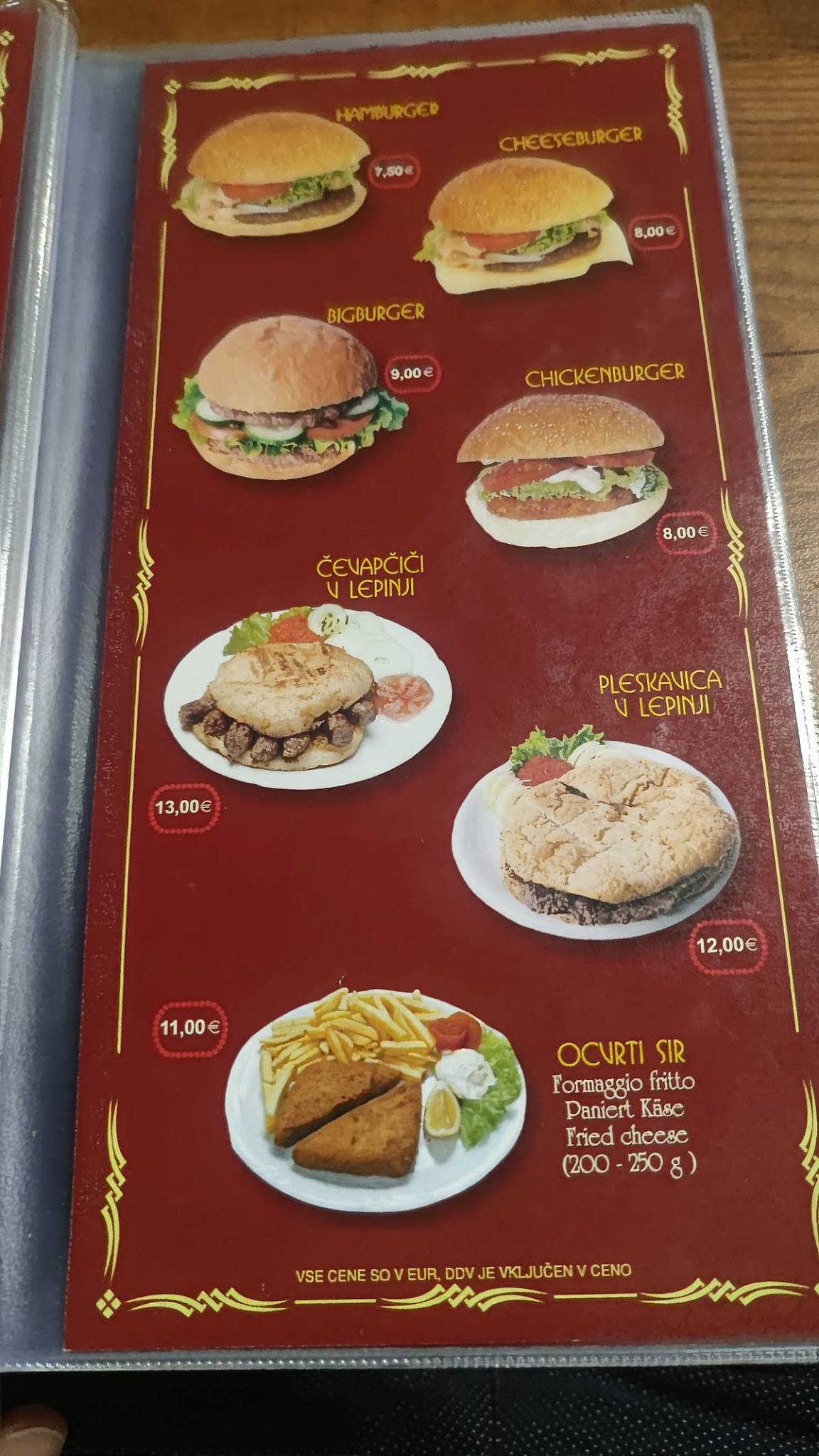 Menu di Pizzeria park Izet Durmišević s.p. 