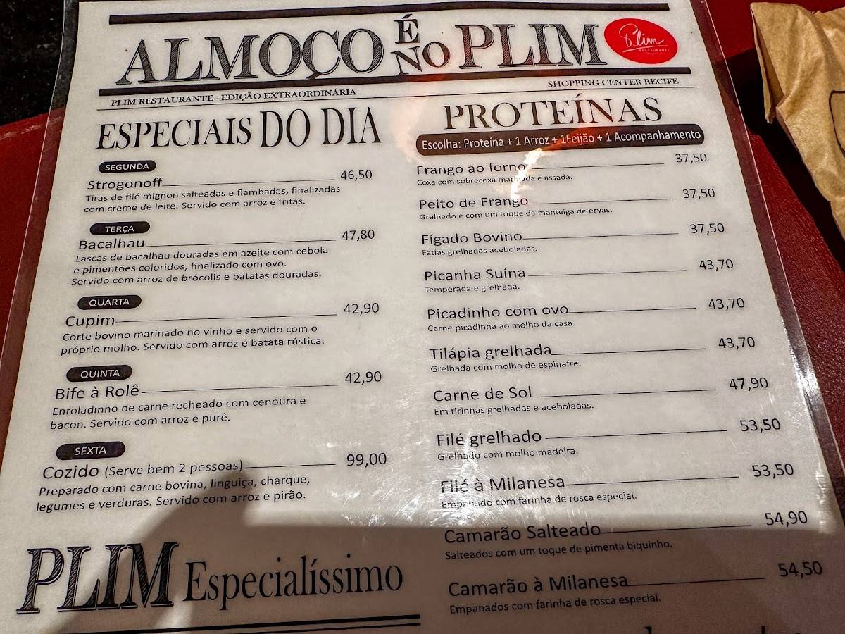 Plim Pizzaria e Restaurante cardápio