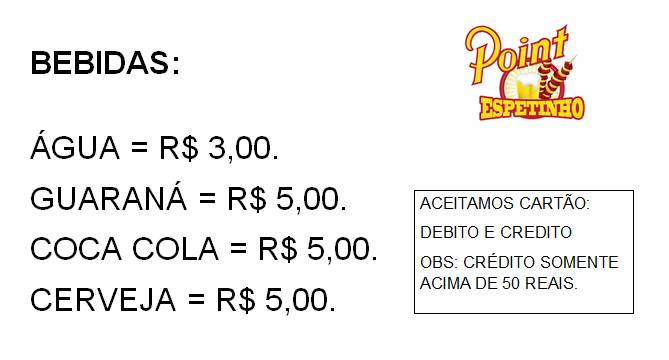 Point do Espetinho Capivari SP cardápio