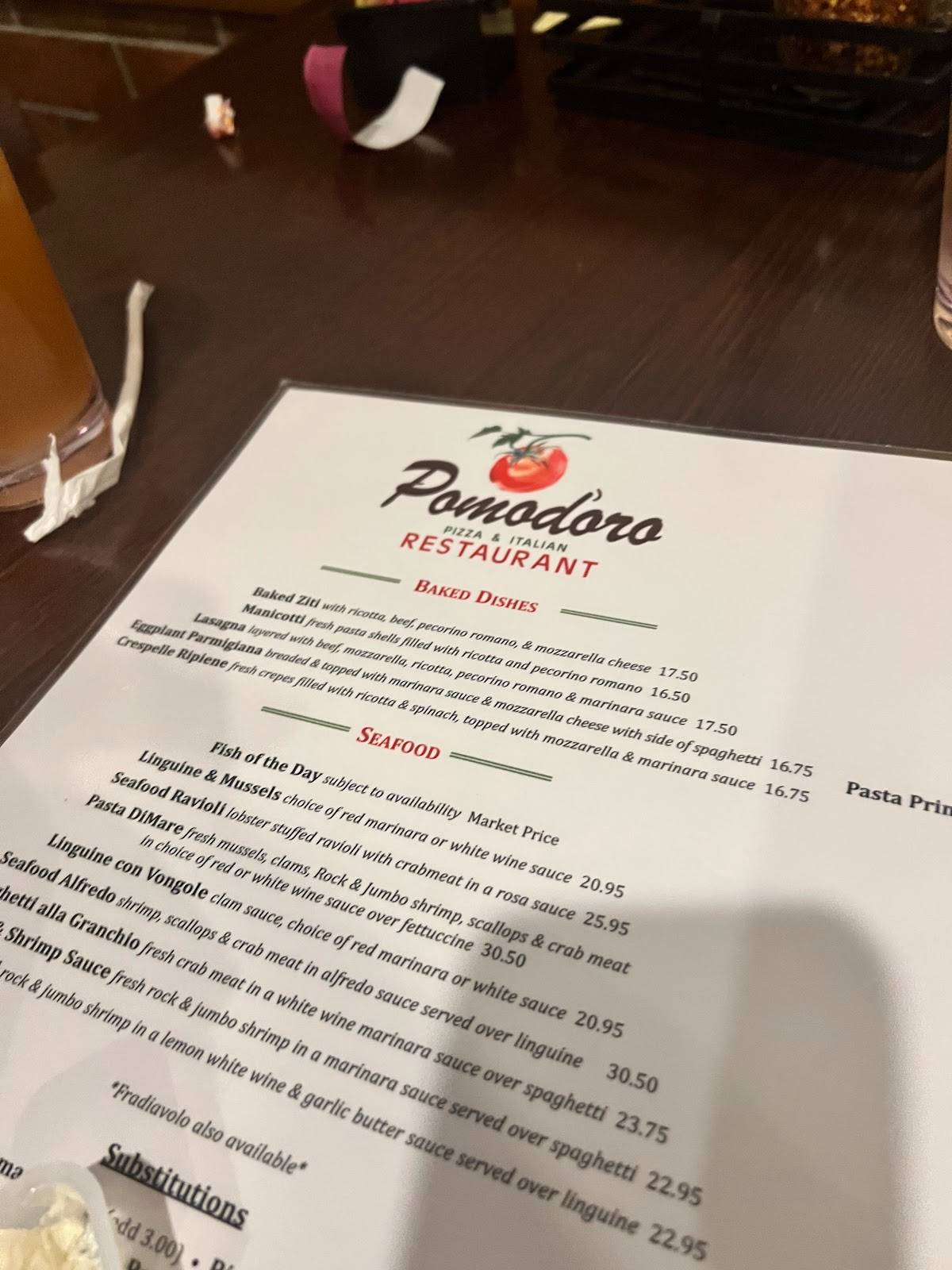 Menu at Pomod'oro Pizza and Italian Restaurant, Downingtown