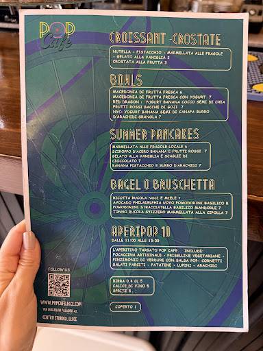 Menu de Pop Cafe
