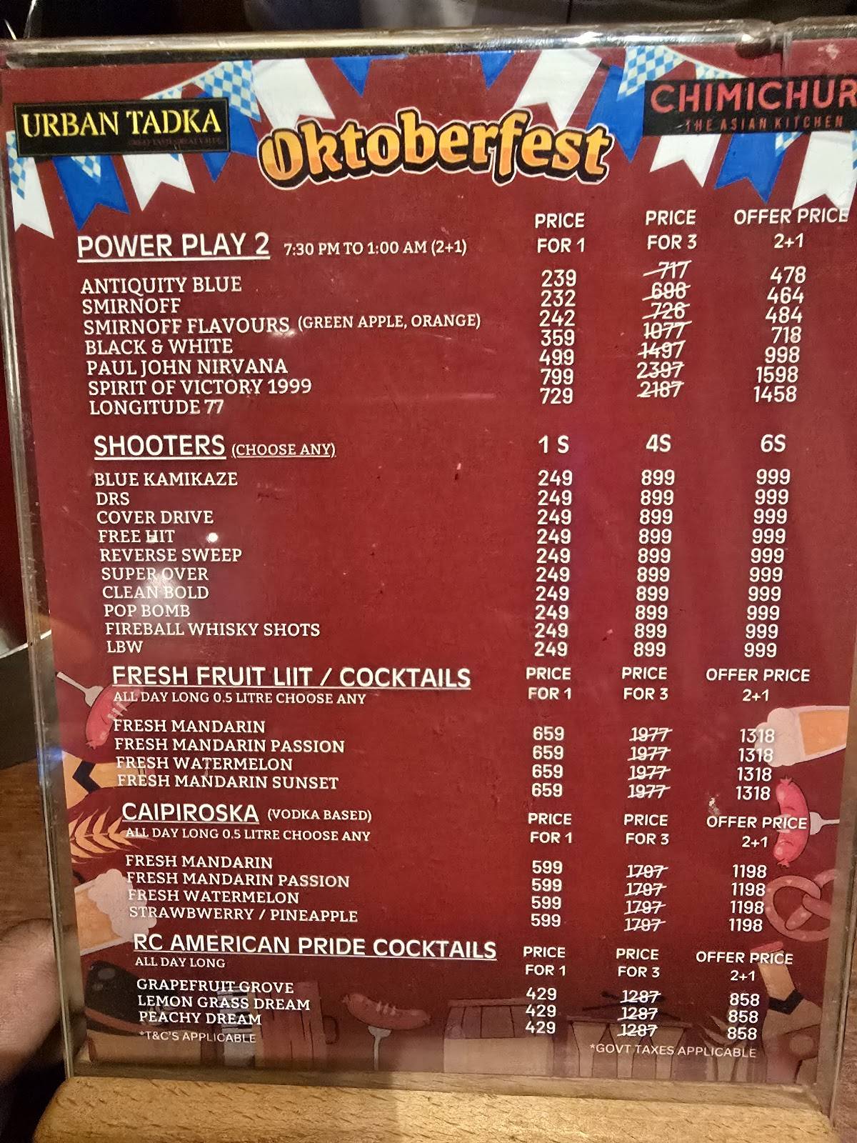 Pop Tate's R-City Mall menu