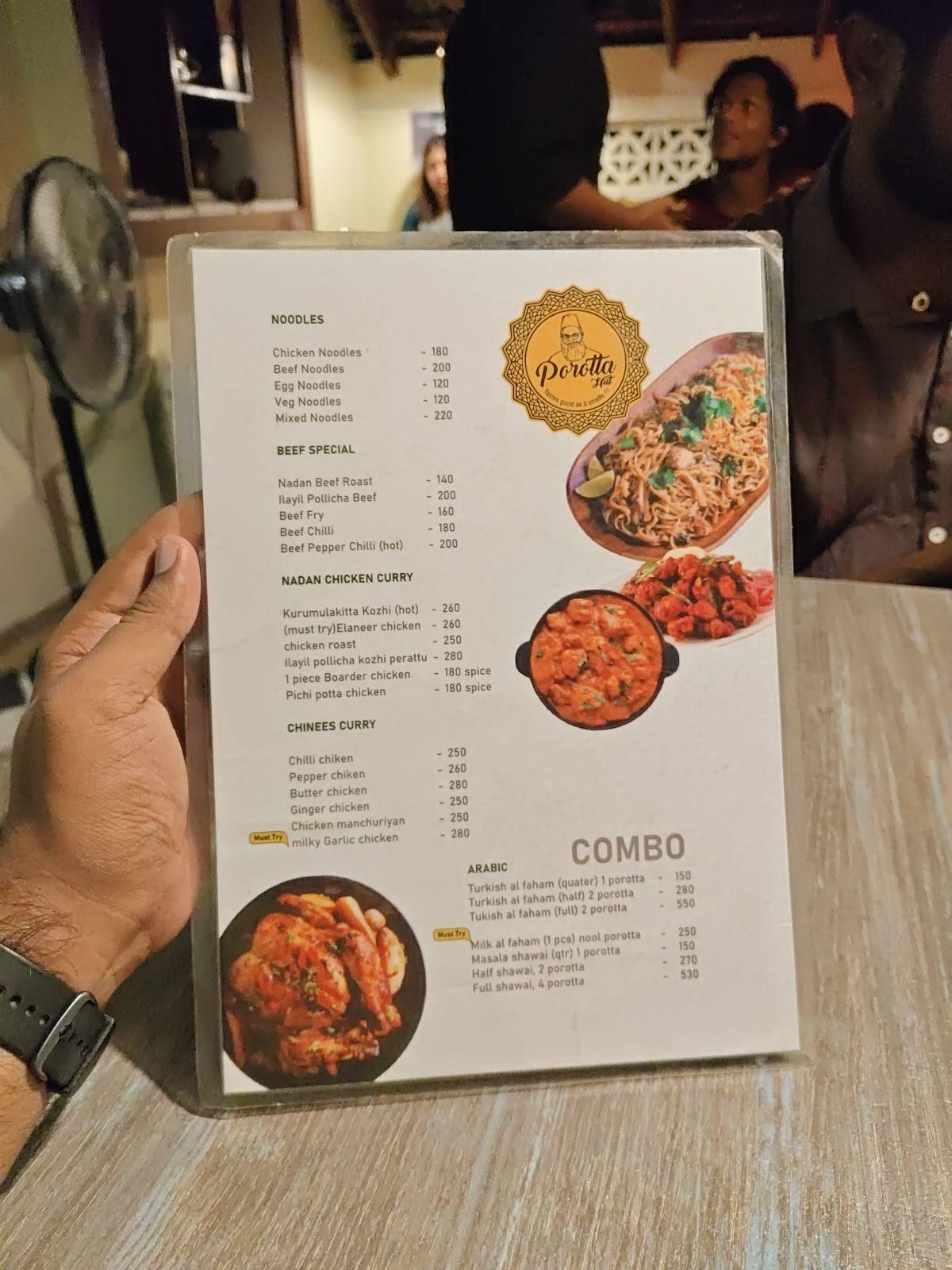 Porotta Hut menu