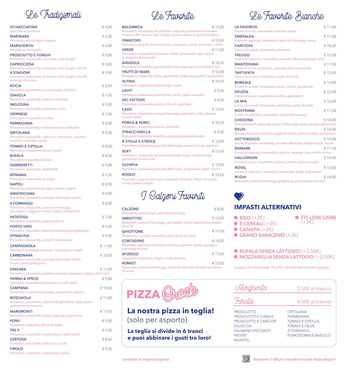 Menu di Pizzeria La Favorita 