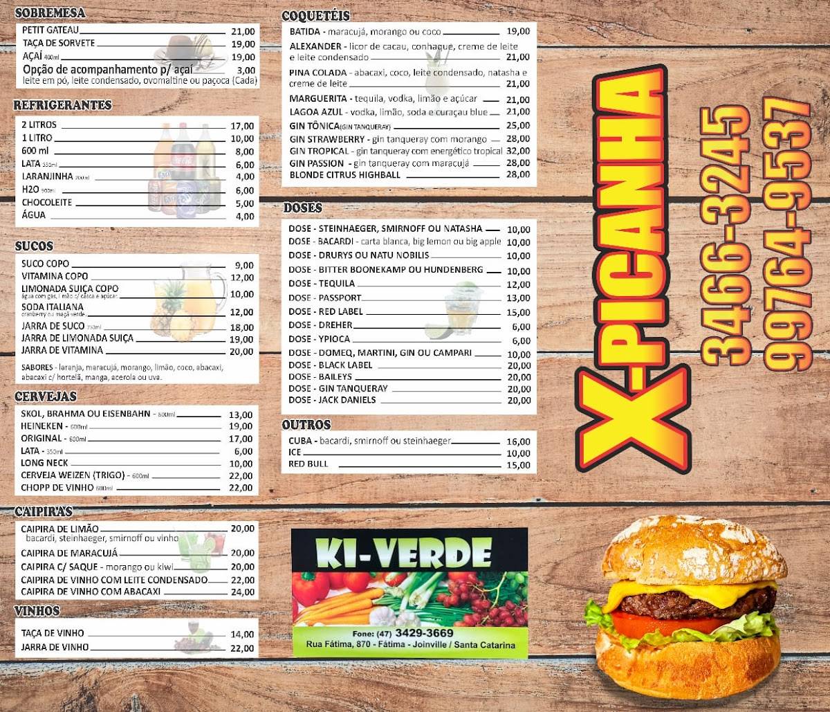 X-Picanha cardápio