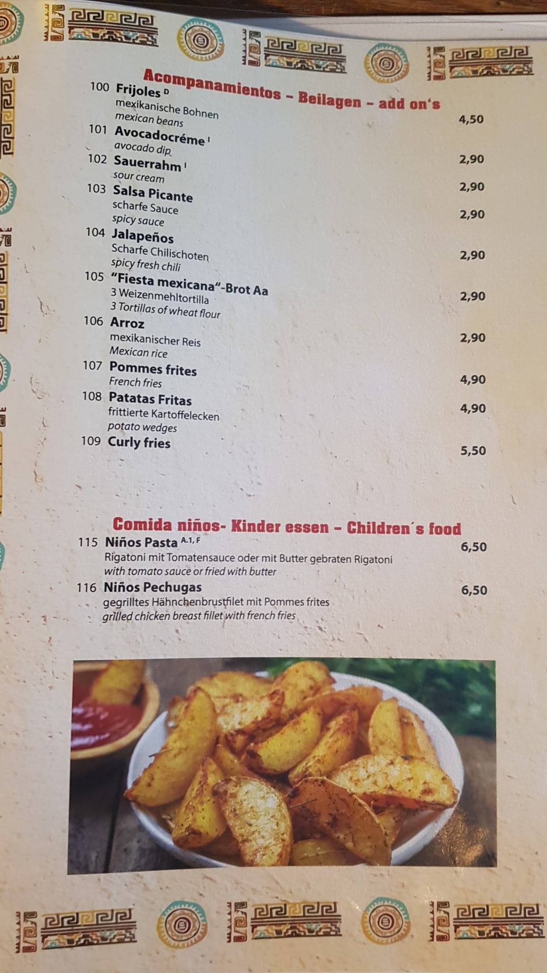 Speisekarte Von Fiesta Mexicana Restaurant Potsdam