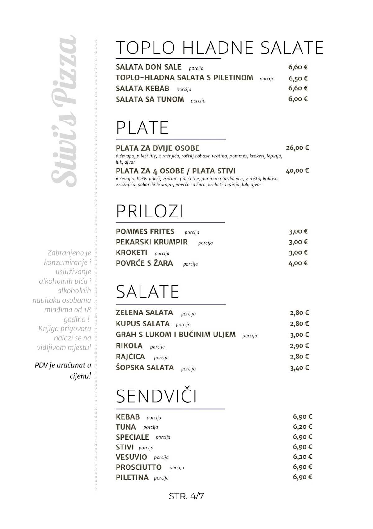 Menu di Stivi's Pizza 