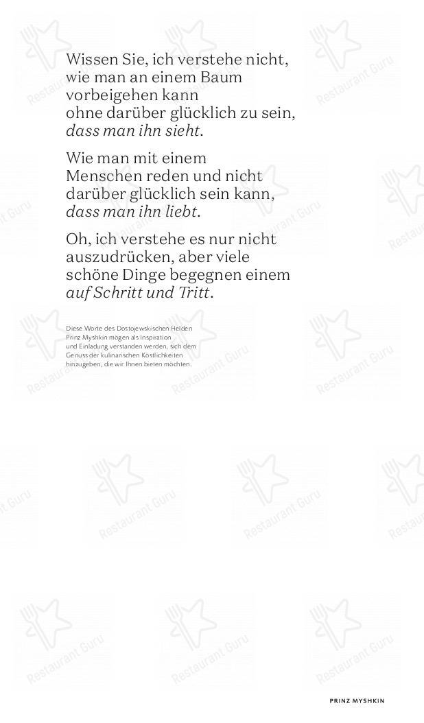 Menu pour Prinz Myshkin dans Munich