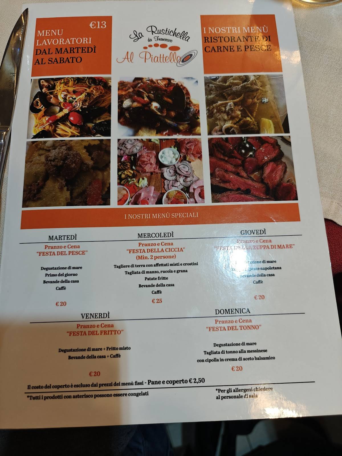 Menu di Ristorante pizzeria Al Piattello da Francesco 