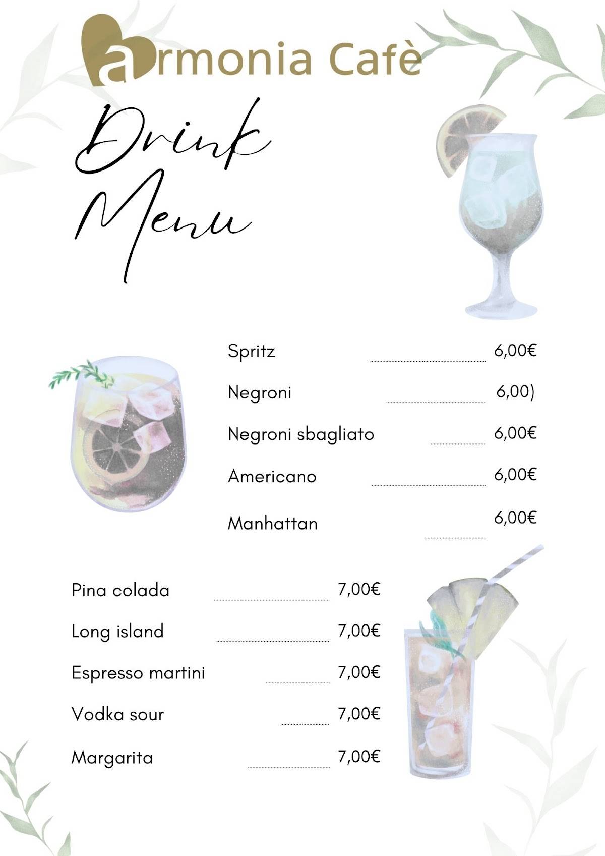 Menu di Armonia Cafè 