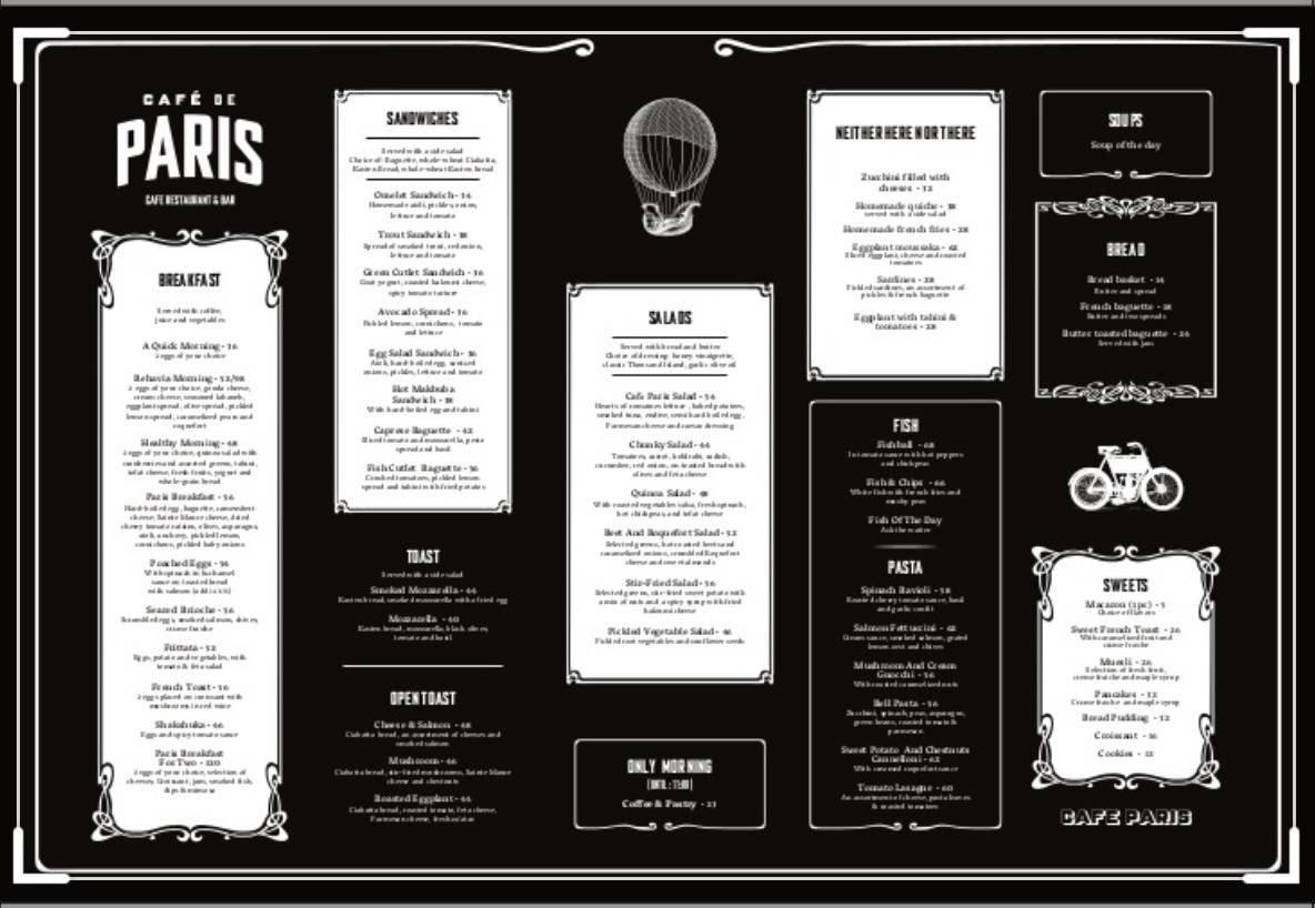 Menu de Au Café de Paris