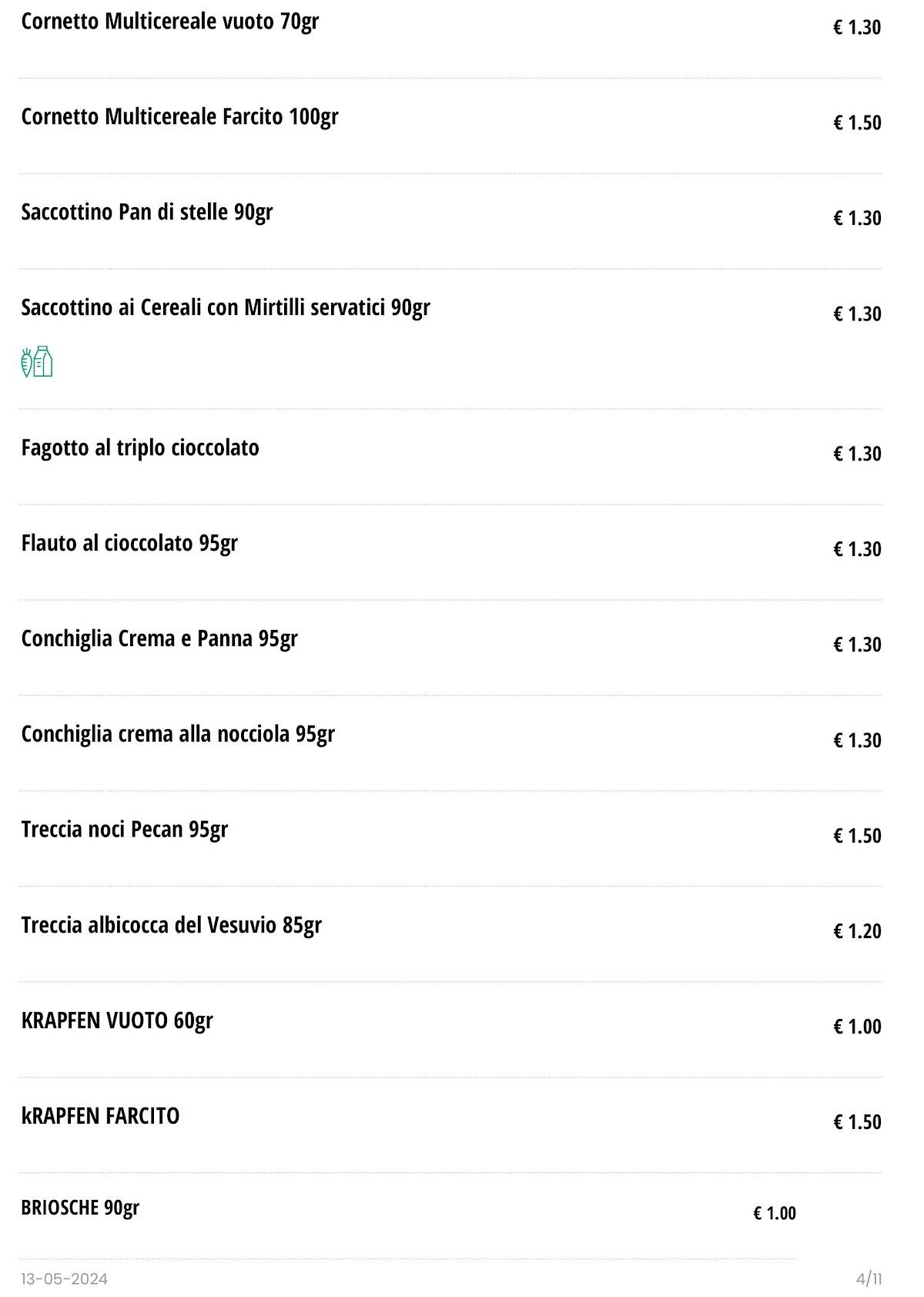 Menu di BAR ISOLA VERDE 