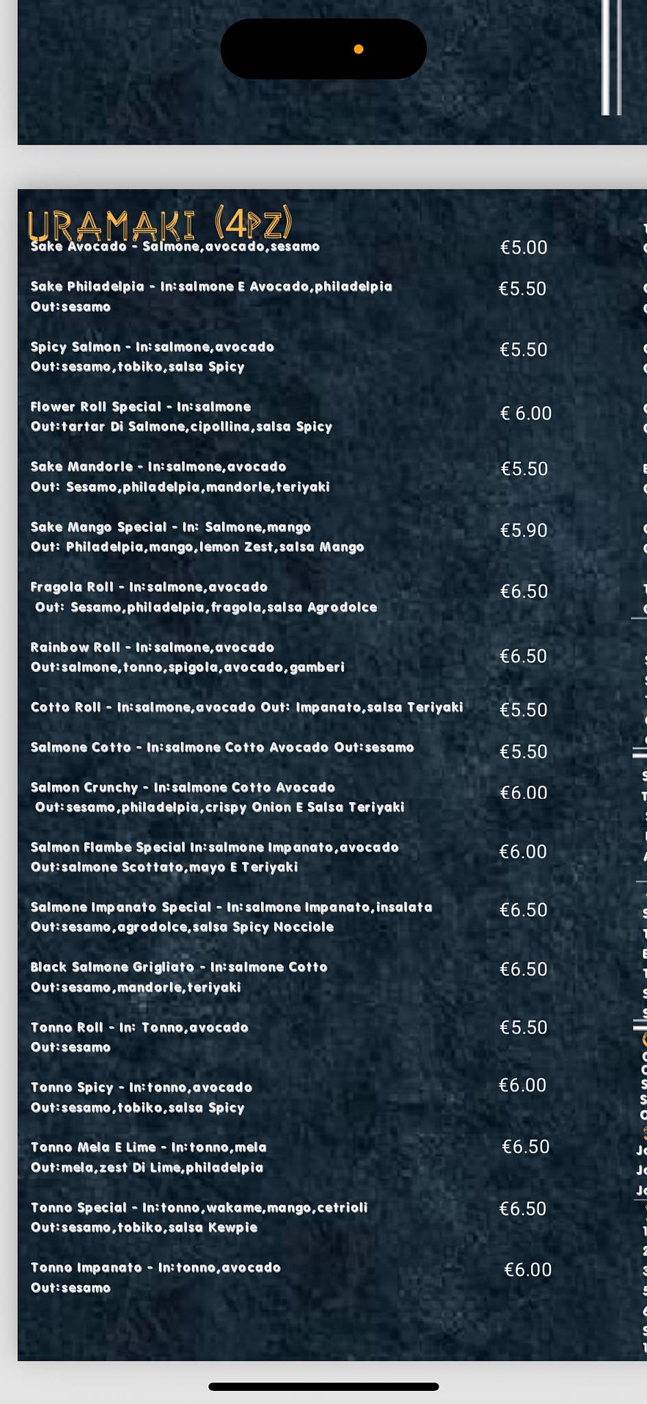Menu di Largo camesena sushi e poke 