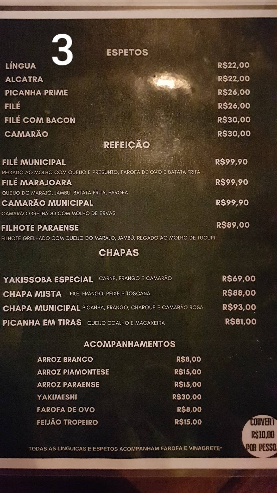 Bar Municipal cardápio