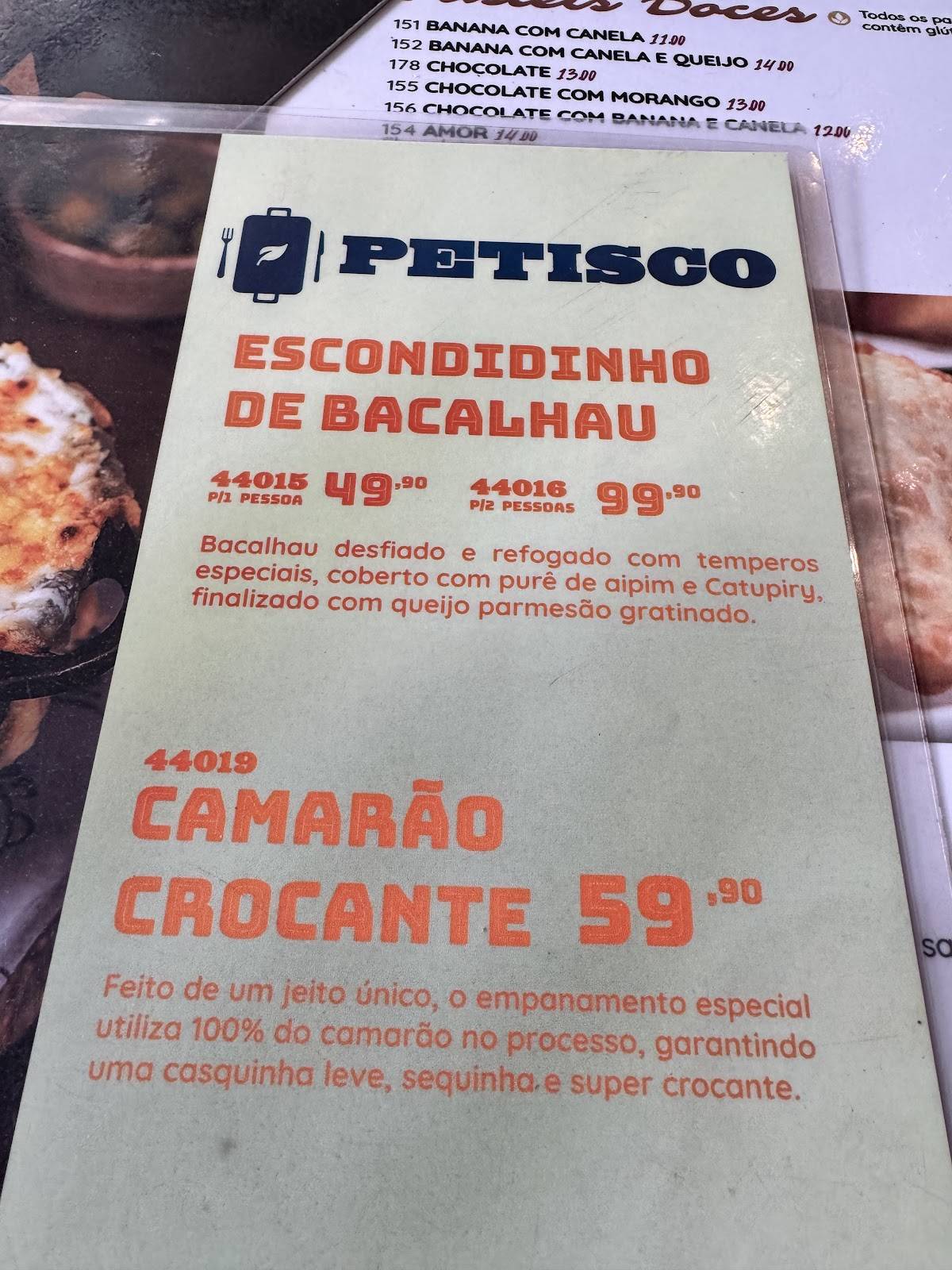 Bar do Adão cardápio