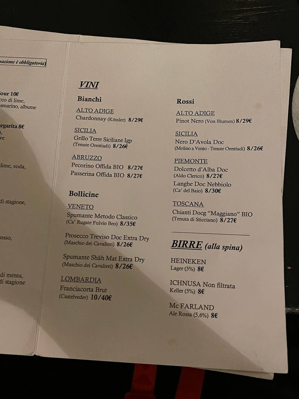 Menu di Blitz Premuda 