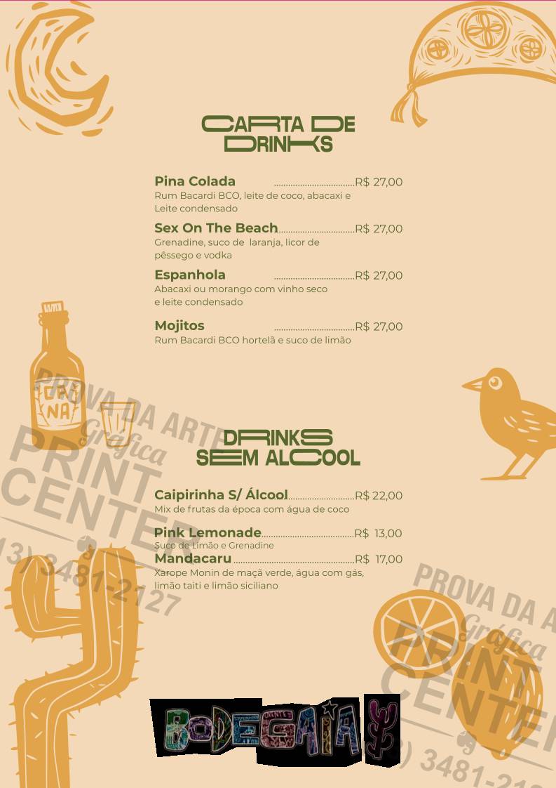 Bodegaia Restaurante e Cervejaria cardápio
