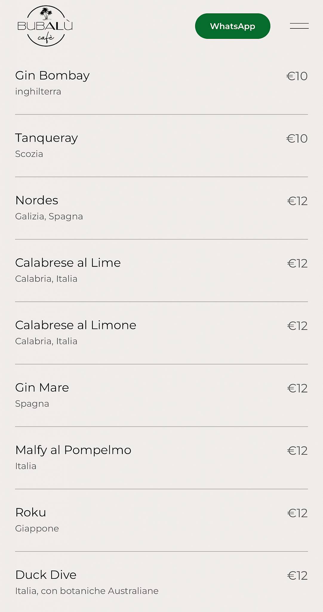 Menu di Bubalù Cafè 