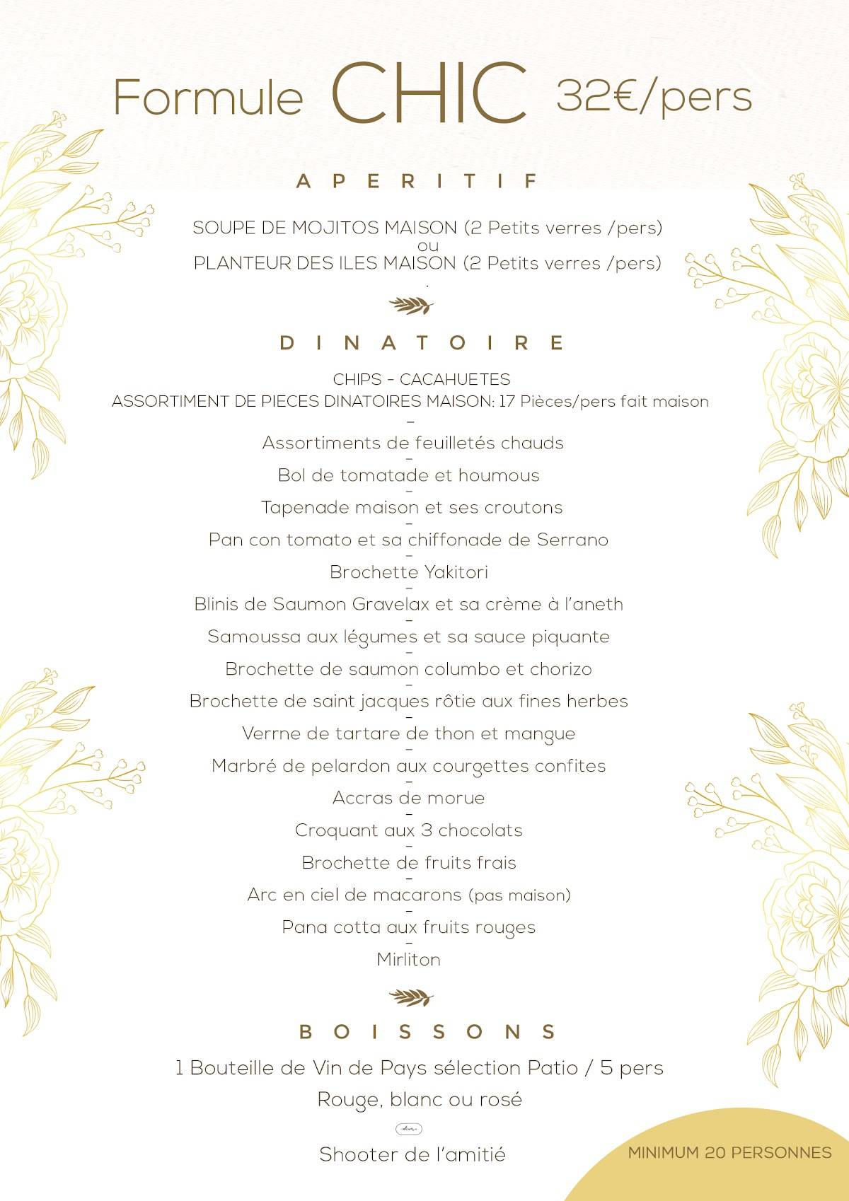 Menu de LE PATIO Resto festif