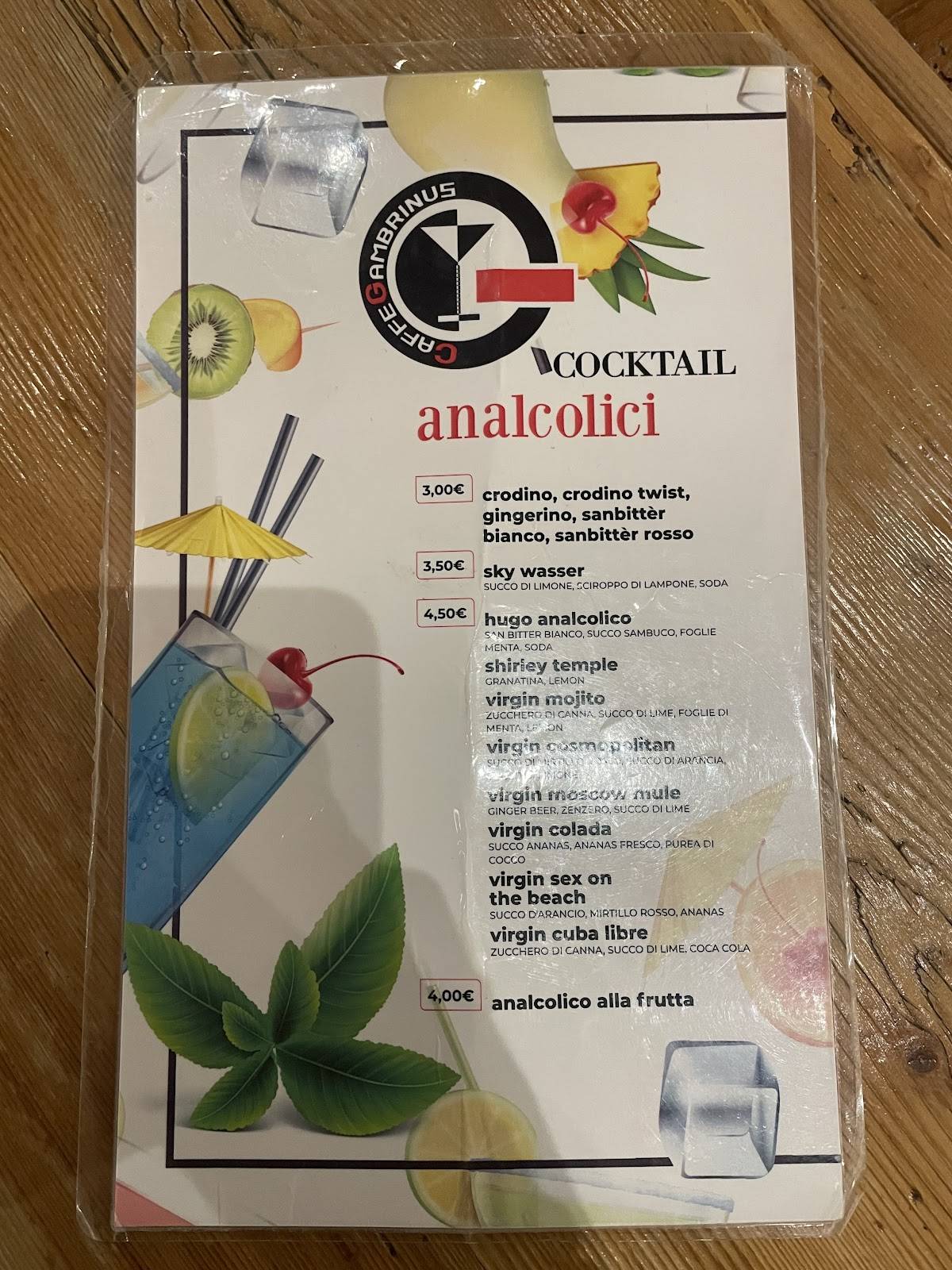 Menu di Caffè Gambrinus 
