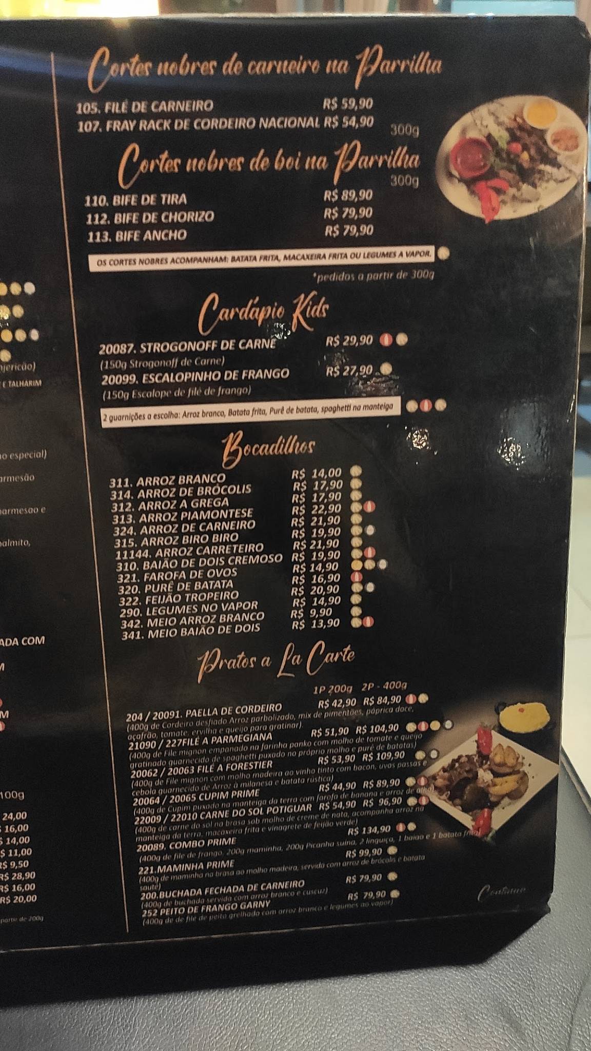 Carneiro Prime Sul cardápio