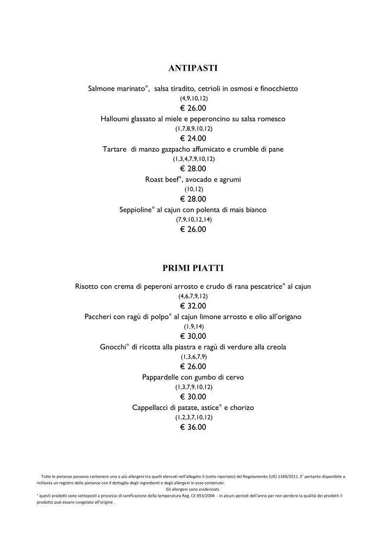 Menu di Elegance Cafè Jazz Club 
