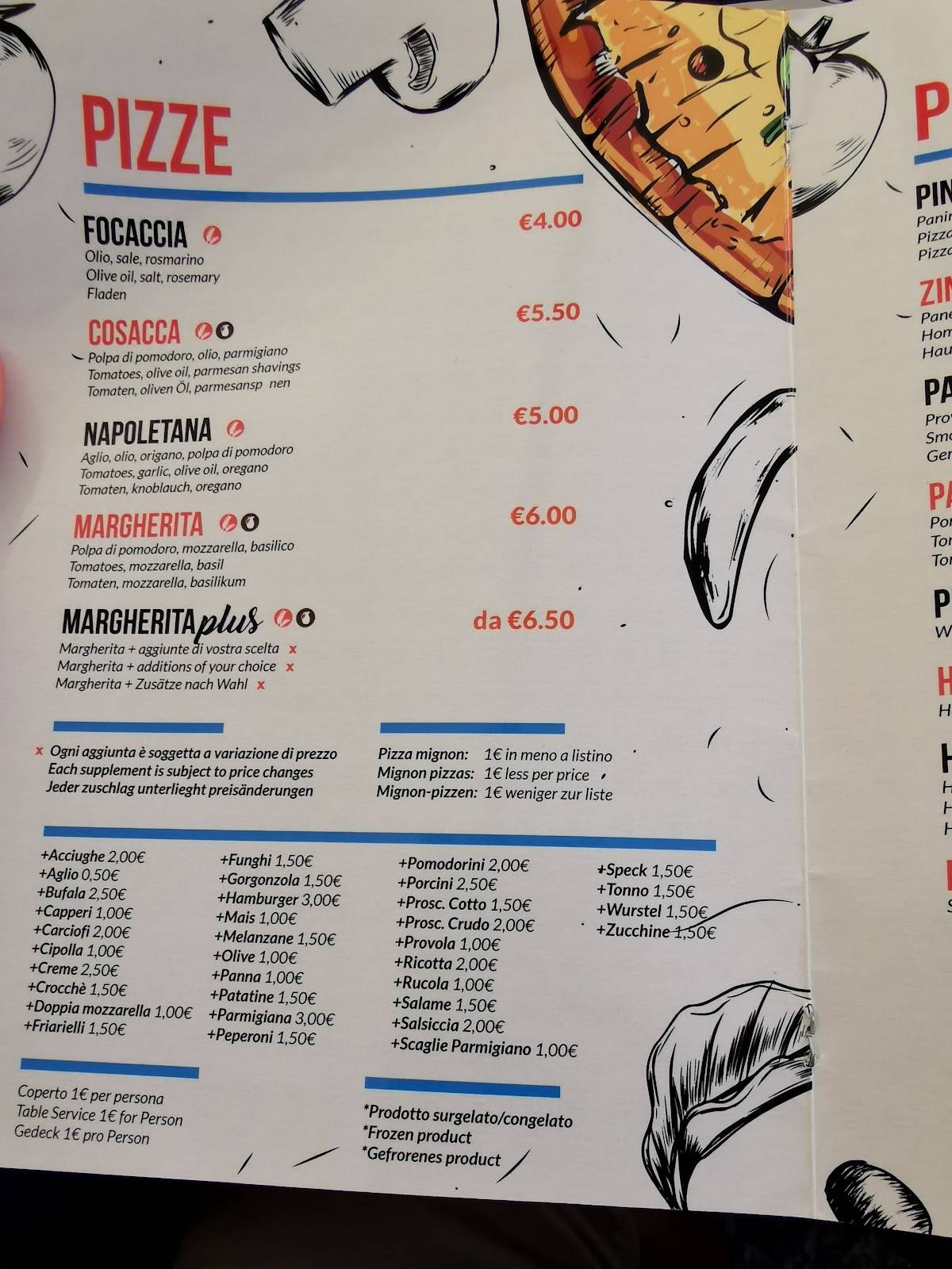 Menu di Bar Pizzeria La Strambata 