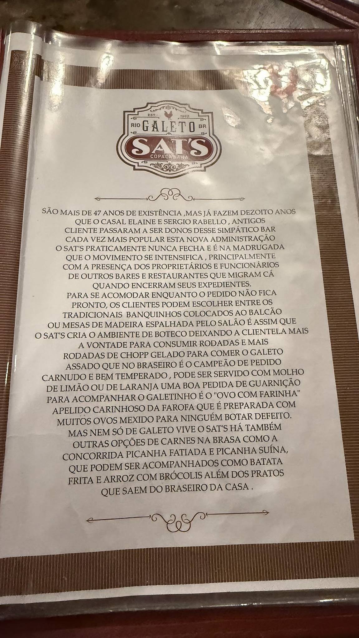 Galeto Sat's cardápio