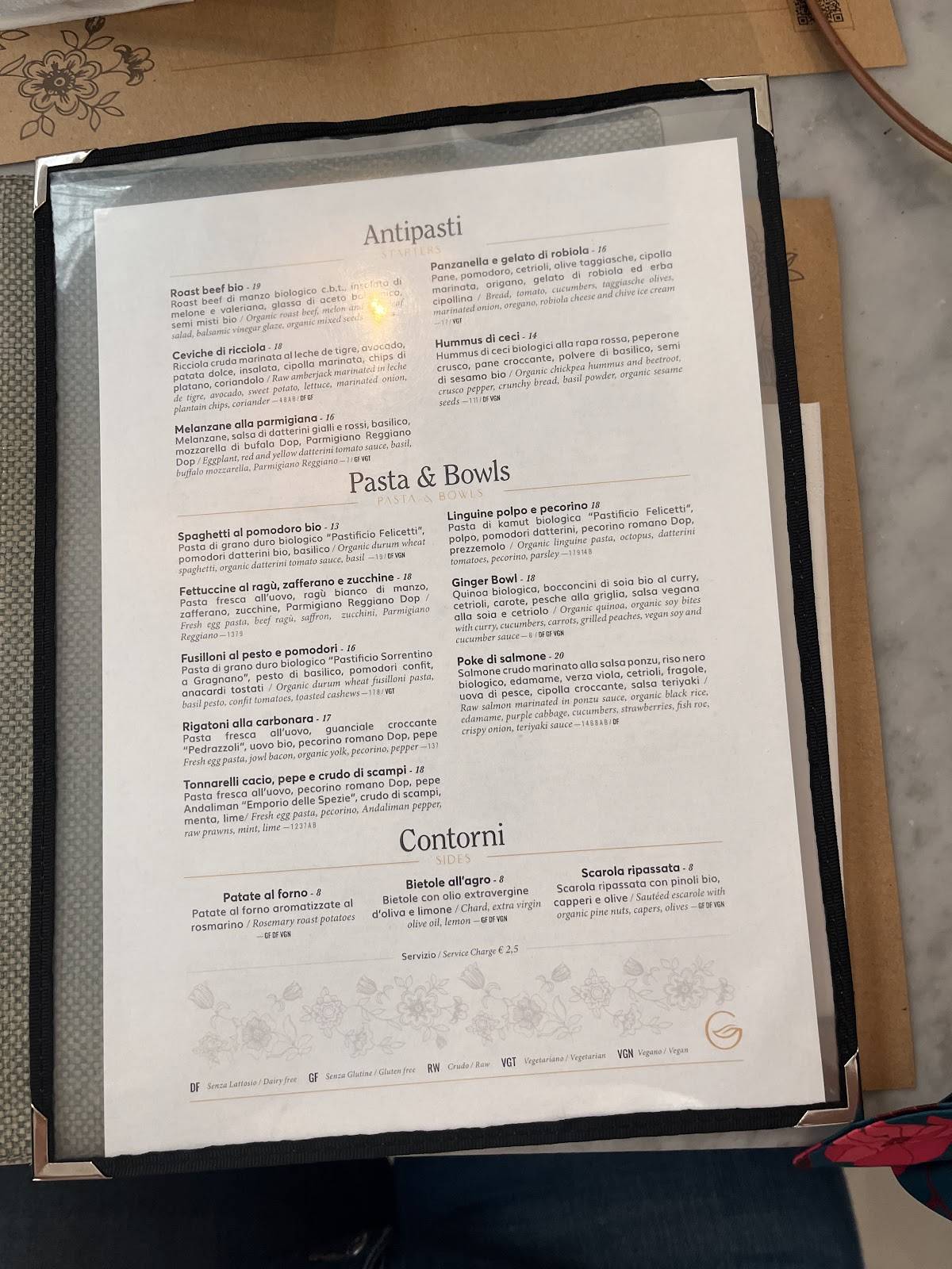 Menu di Ginger - Spagna 