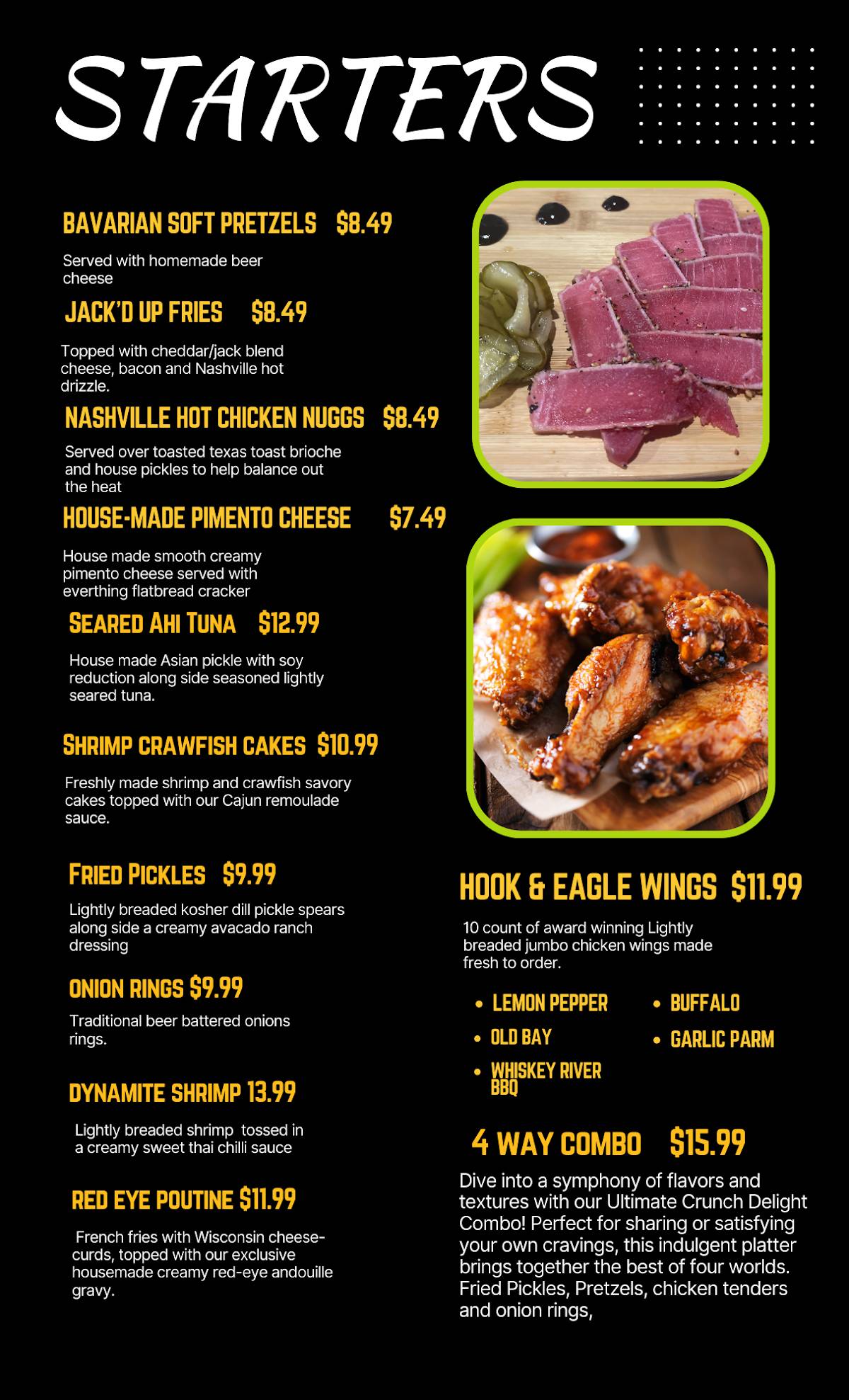 Menu at Hook and Eagle Tavern pub & bar, Rockledge