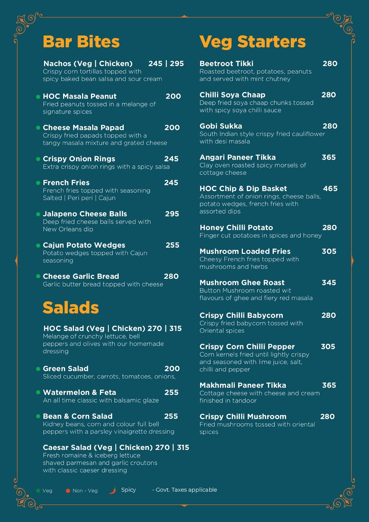 House of Commons menu