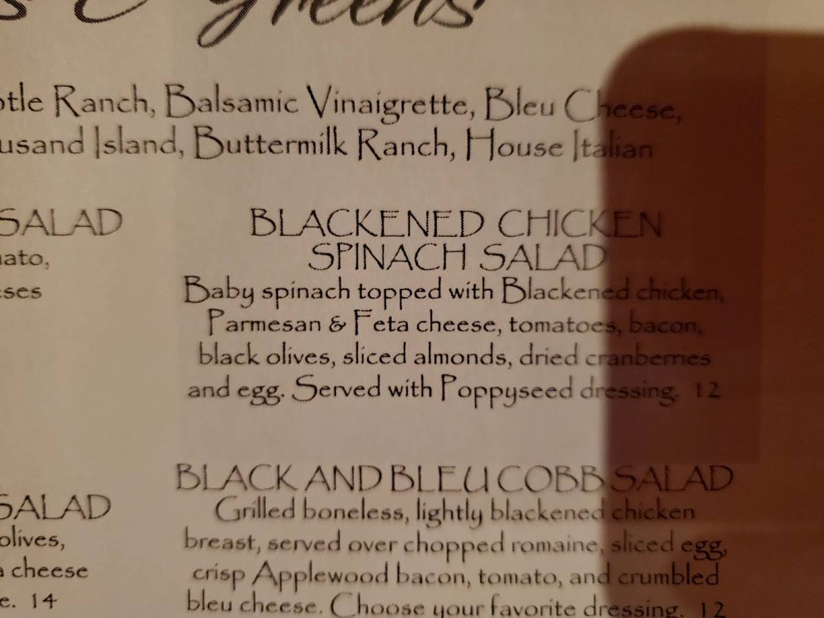 Menu at J.P. Henry's Restaurant, Parkersburg