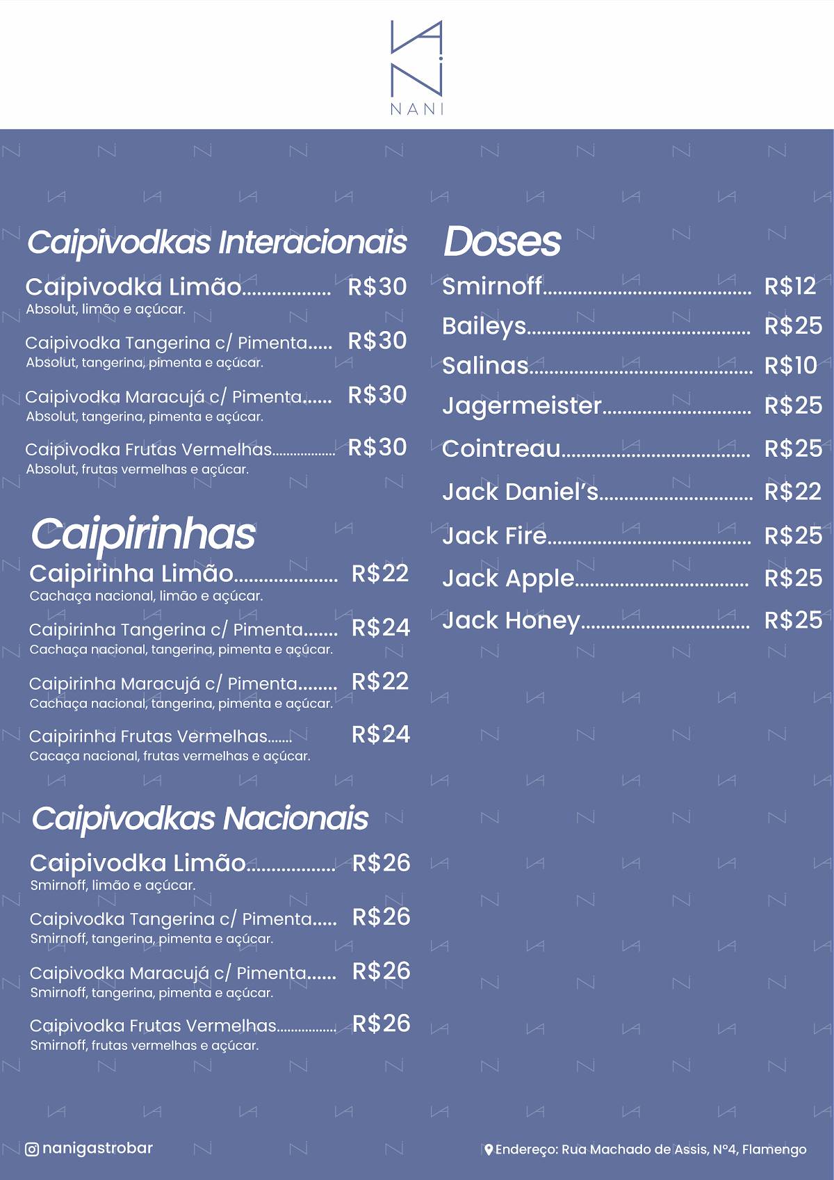 Nani Gastrobar cardápio