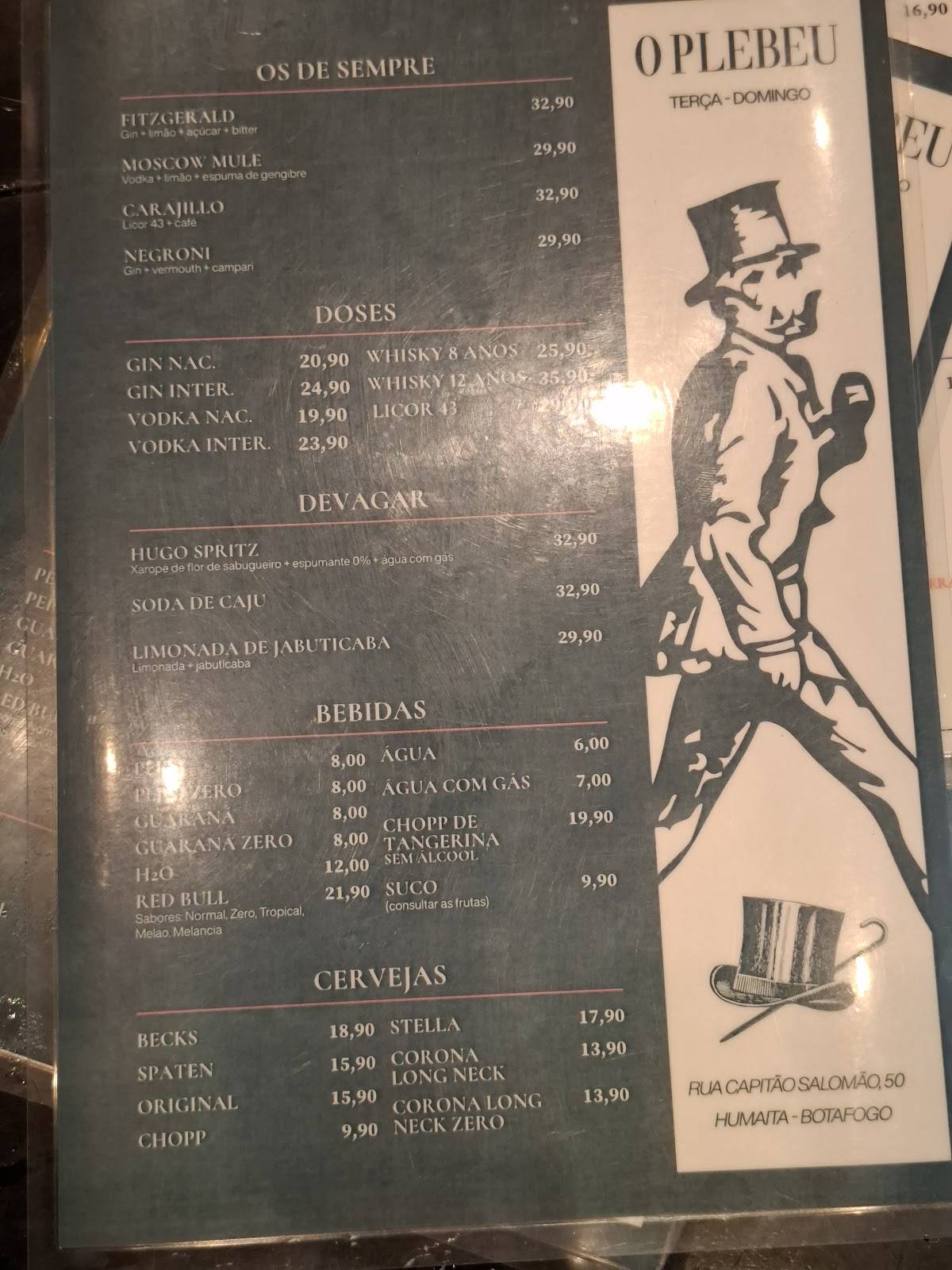 O Plebeu cardápio