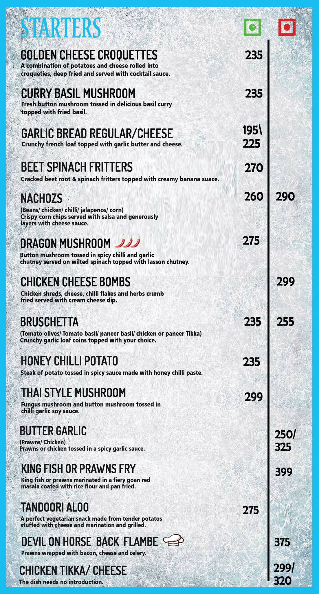 Oh Live menu