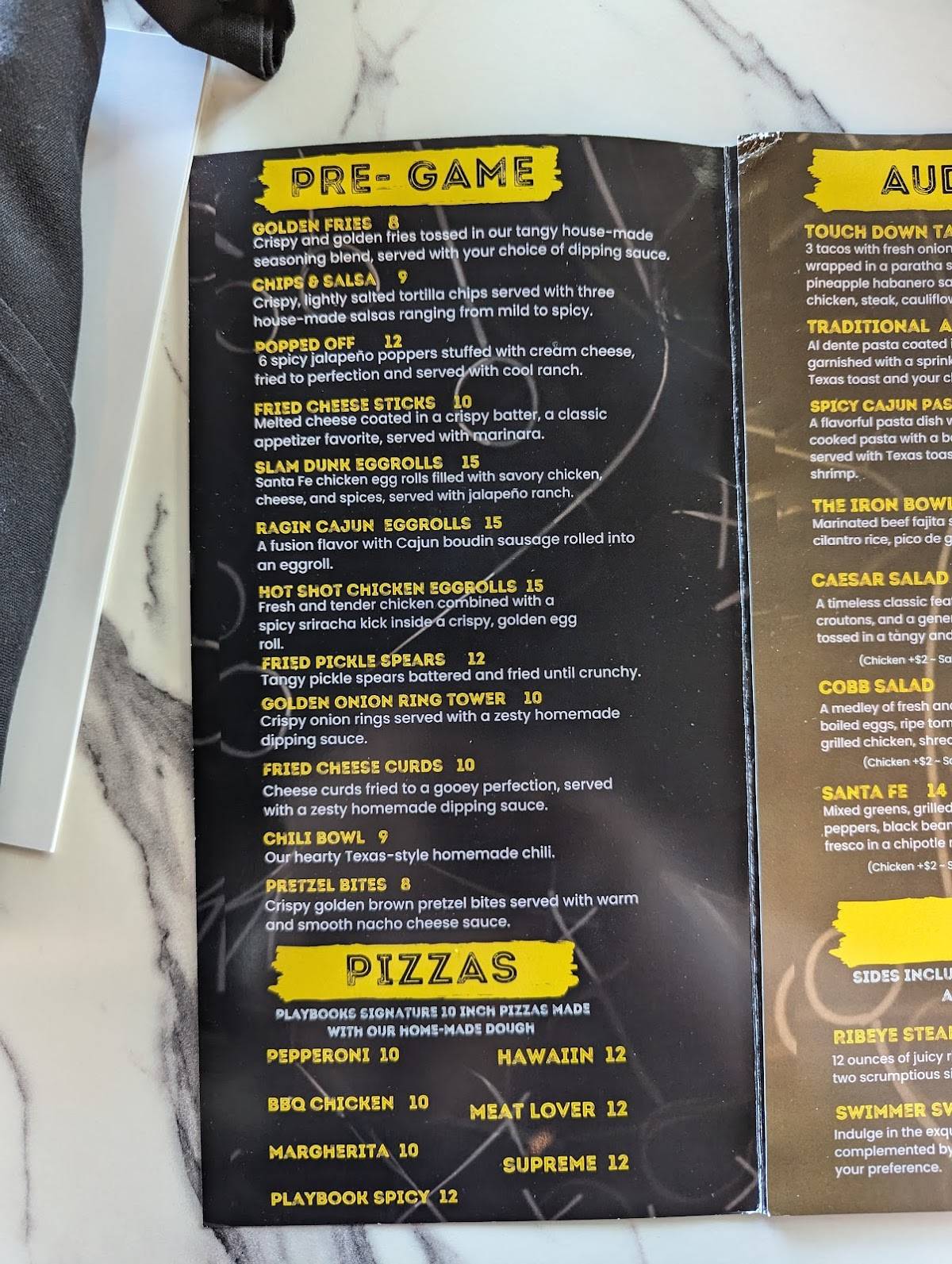 Menu at PLAYBOOK SPORTS BAR & GRILL, Missouri City
