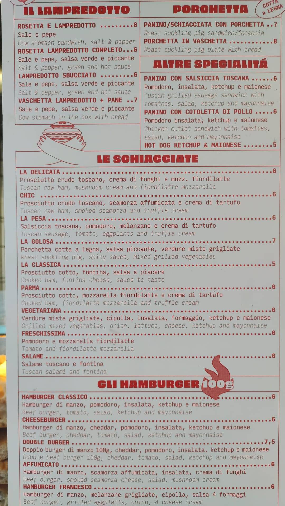 Menu di Panino Mondiale - Specialità Lampredotto 