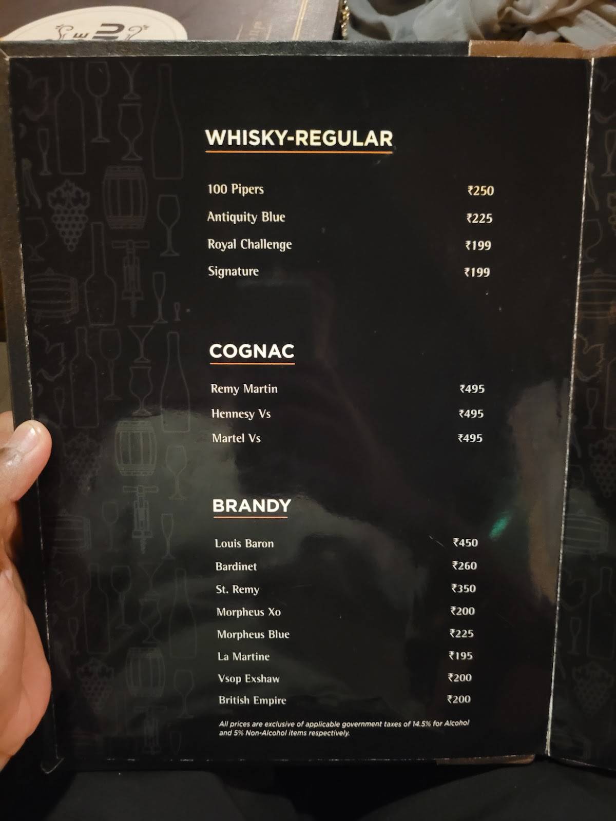 Pause Bar and Kitchen menu