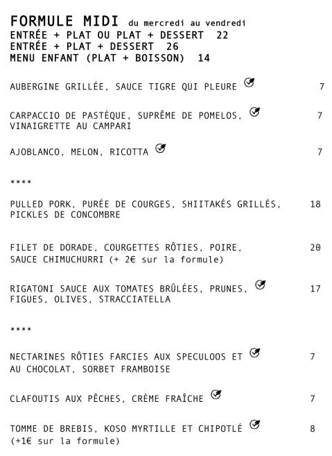 Menu de Poinçon Paris