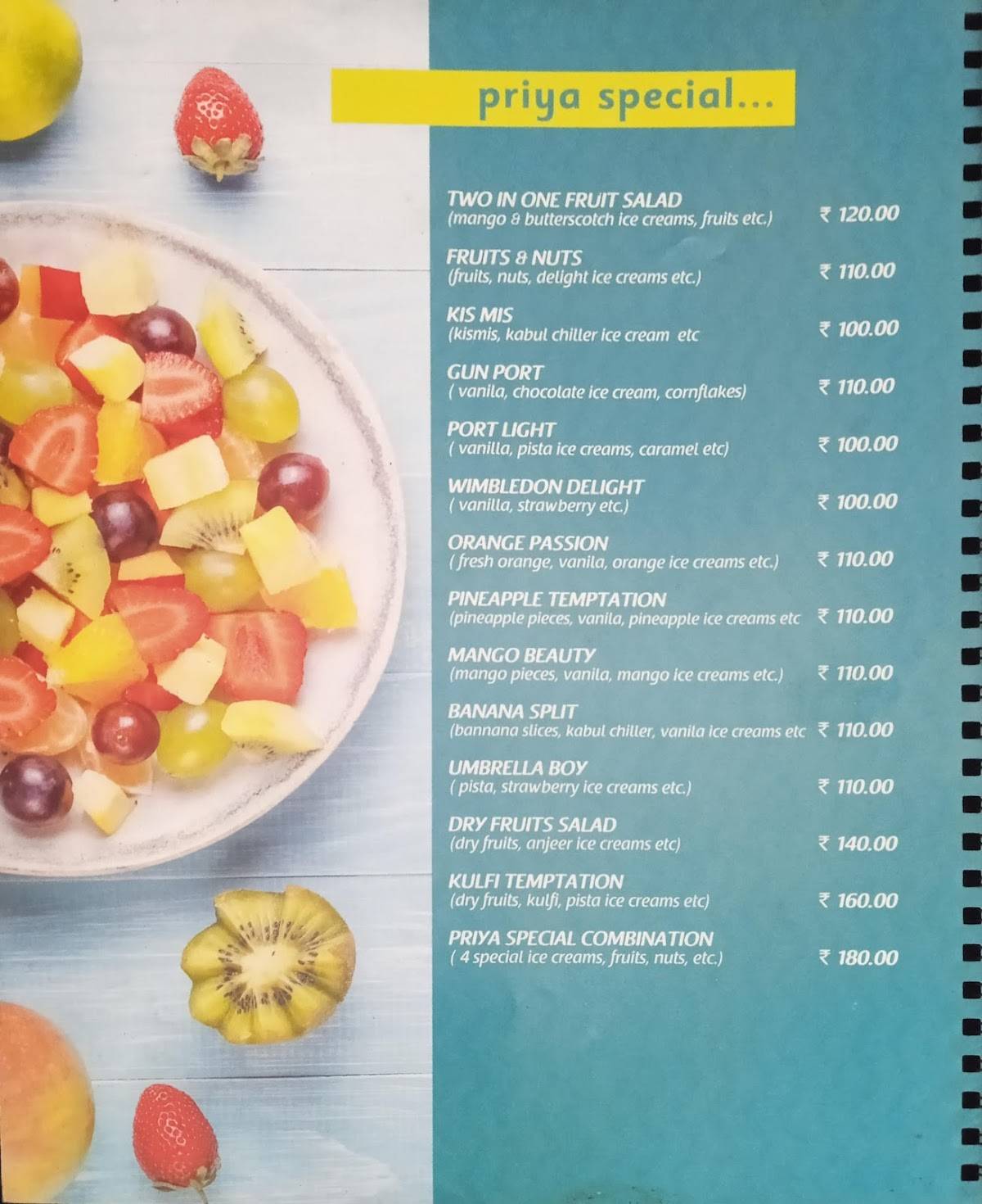 Priya Juice And Cakes menu