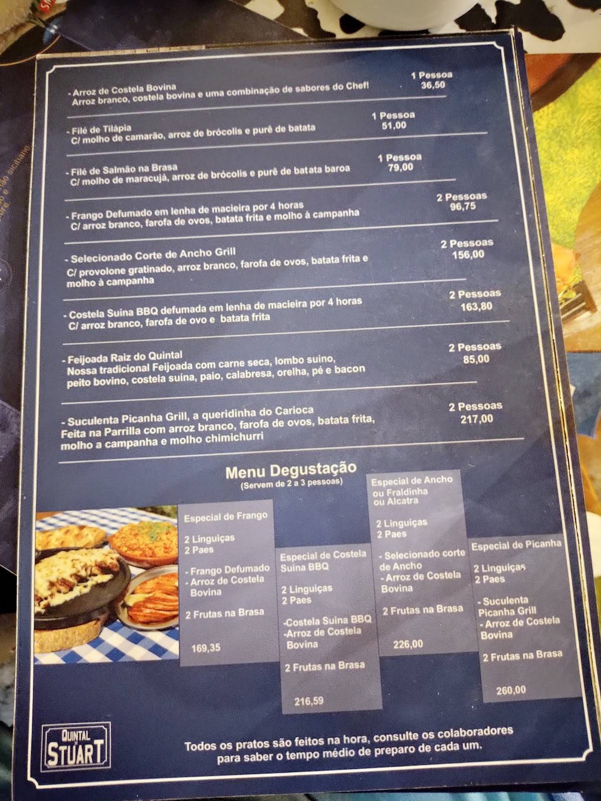 Quintal do Stuart cardápio