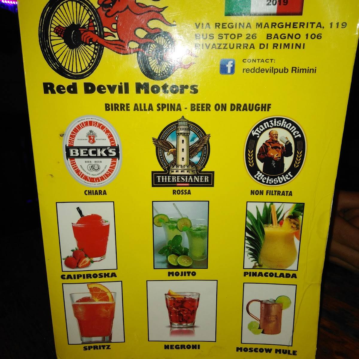 Menu de Pub Red Devil Motors