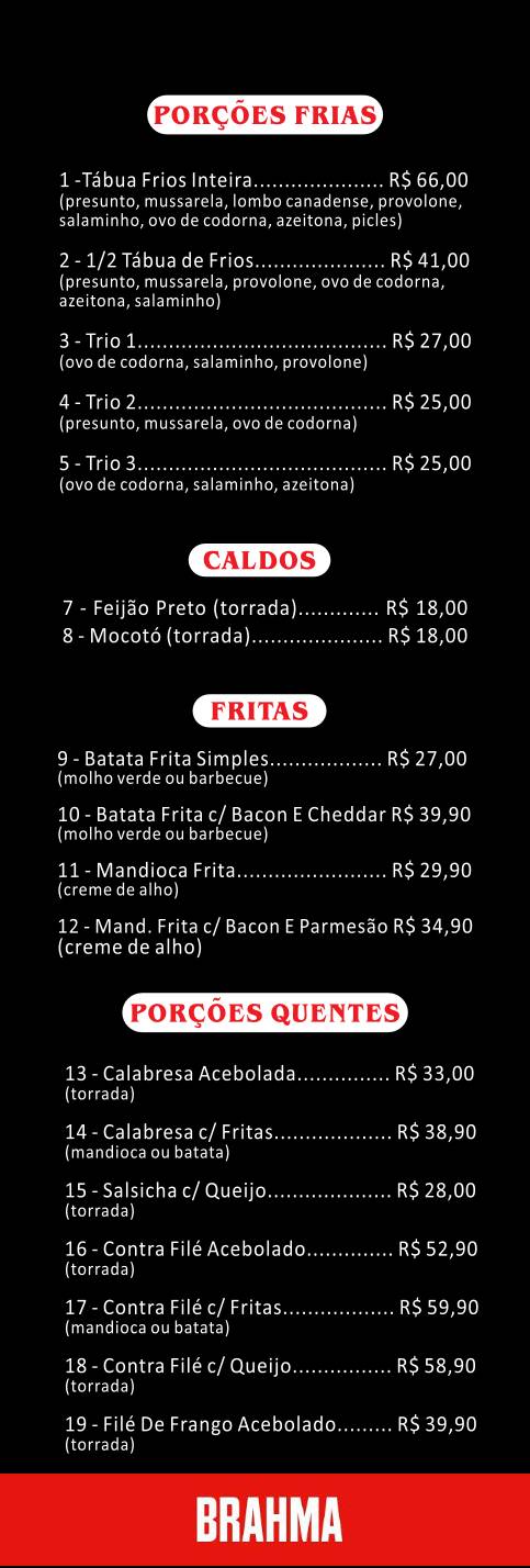 Régis Bar cardápio