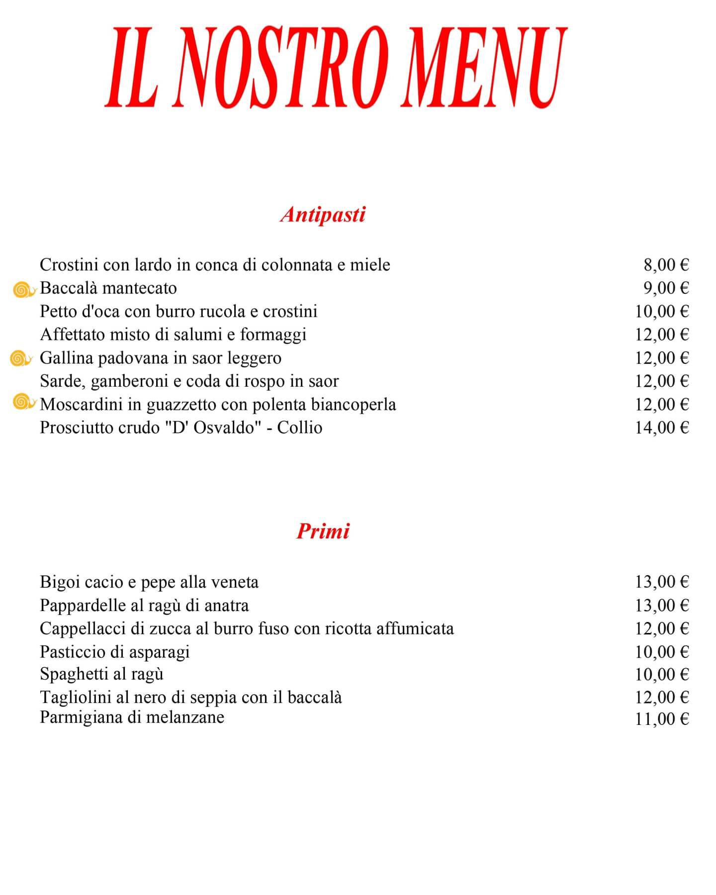 Menu di Ristorante Moro 