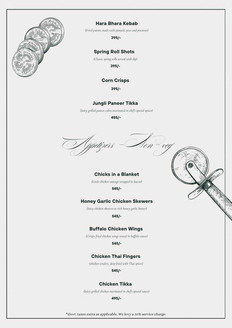 Savanna Sky Lounge & Bar menu